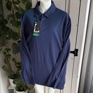 Banana Republic Men's Long-Sleeve luxe touch Polo - Deep Navy XL NWT